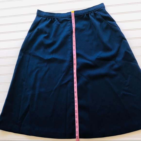 Vintage A-line Knee Length Midi High Waist Skirt Navy Blue Levi Strauss and Co - Picture 12 of 13
